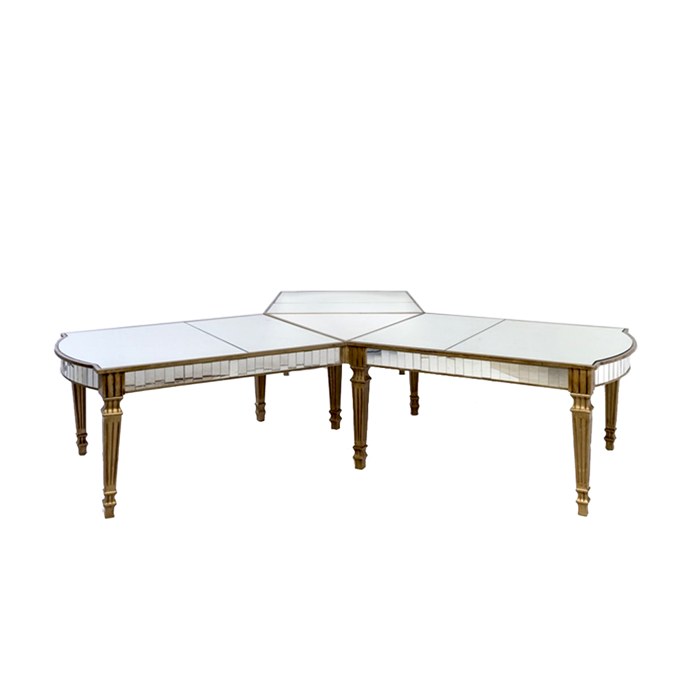 Tampo Espelho Dourado Triangular Y 03 Módulos com Pé Dourado Médio