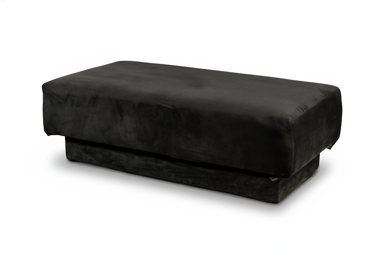 Puff Camurça Retangular com Capa Preta