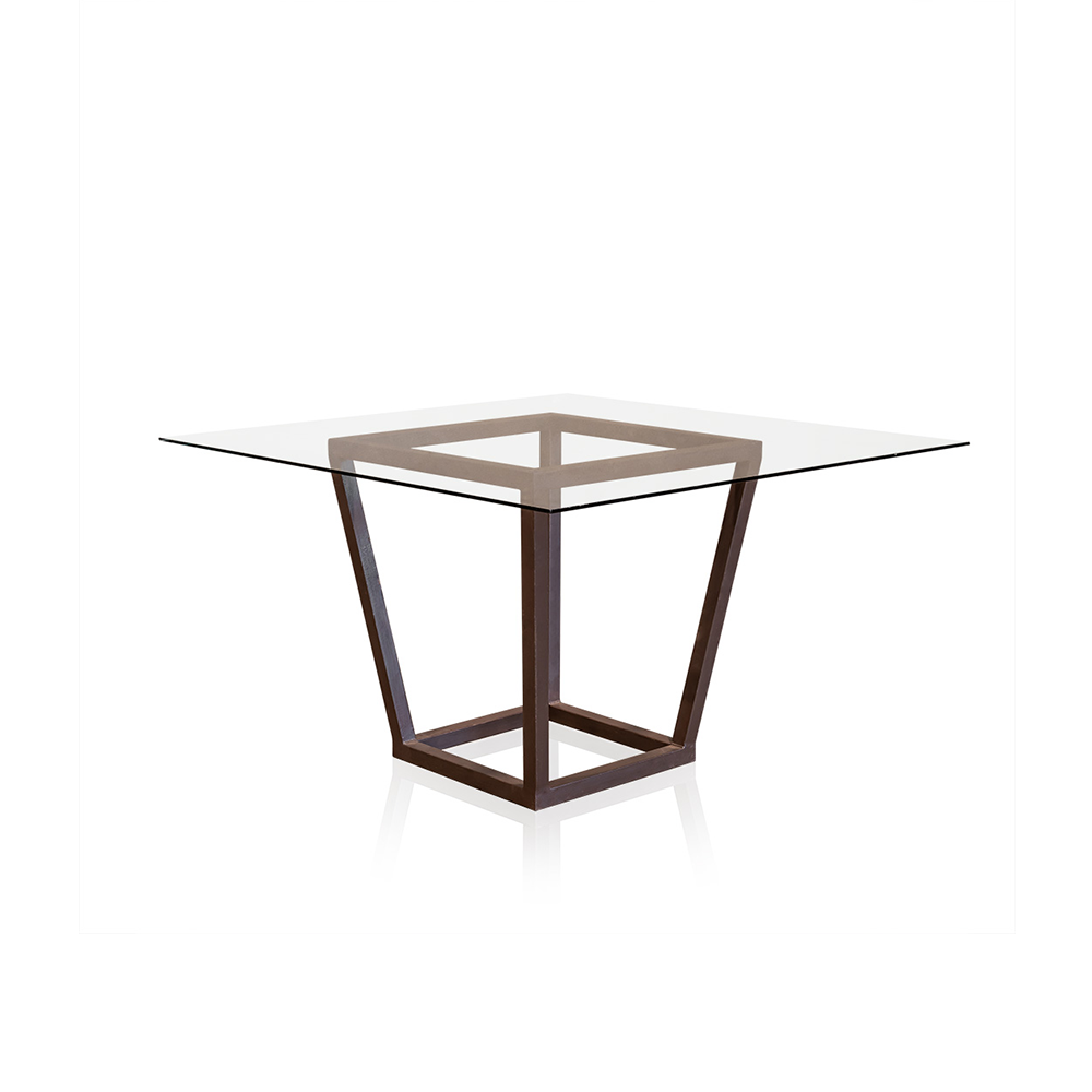 Vidro Quadrado com Pé Mesa Quadrado Marrom