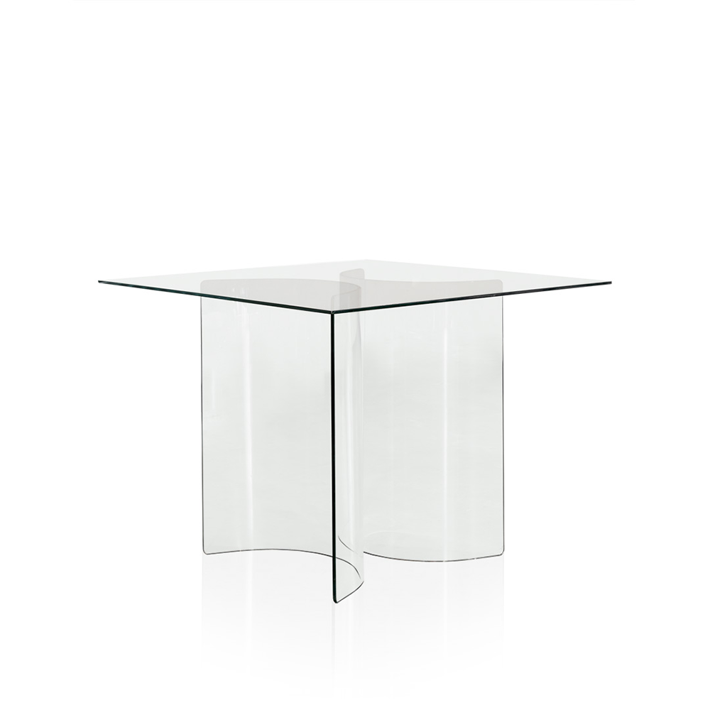 Vidro Quadrado com Pé Mesa Vidro Curvo