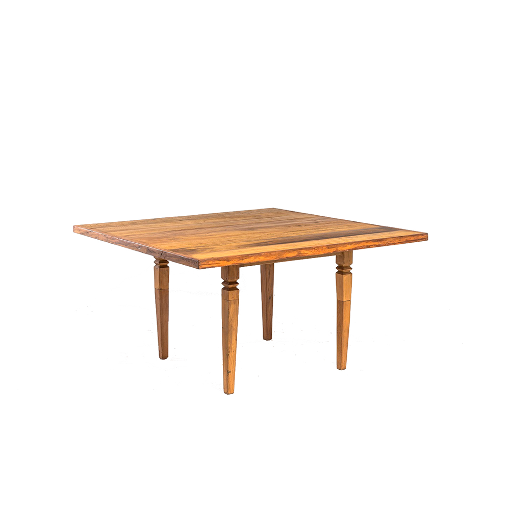 Tampo Madeira Demolição Quadrado 1,40 com Pé Madeira Demolição