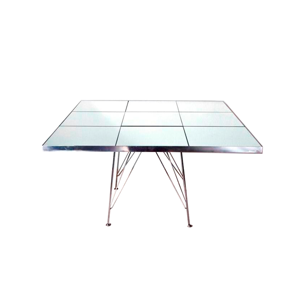 Tampo Espelho Inox Quadrado Grande com Pé Mesa Torre