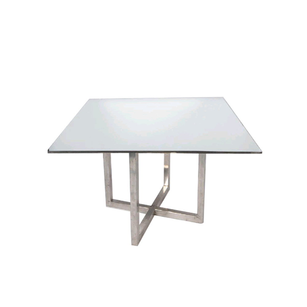 Espelho Quadrado com Pé Mesa Inox Grande