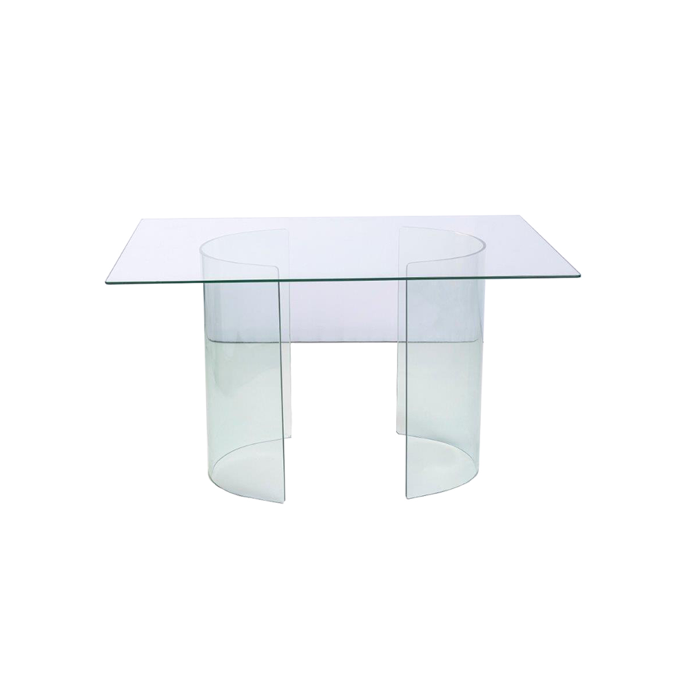 Vidro Retangular com Pé Mesa Vidro Curvo