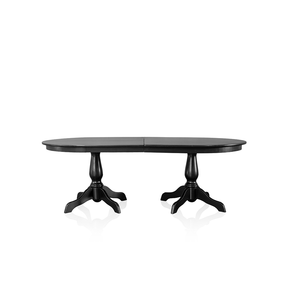 Tampo Preto Arredondado com Pé Mesa Prato Madeira 02 Peças