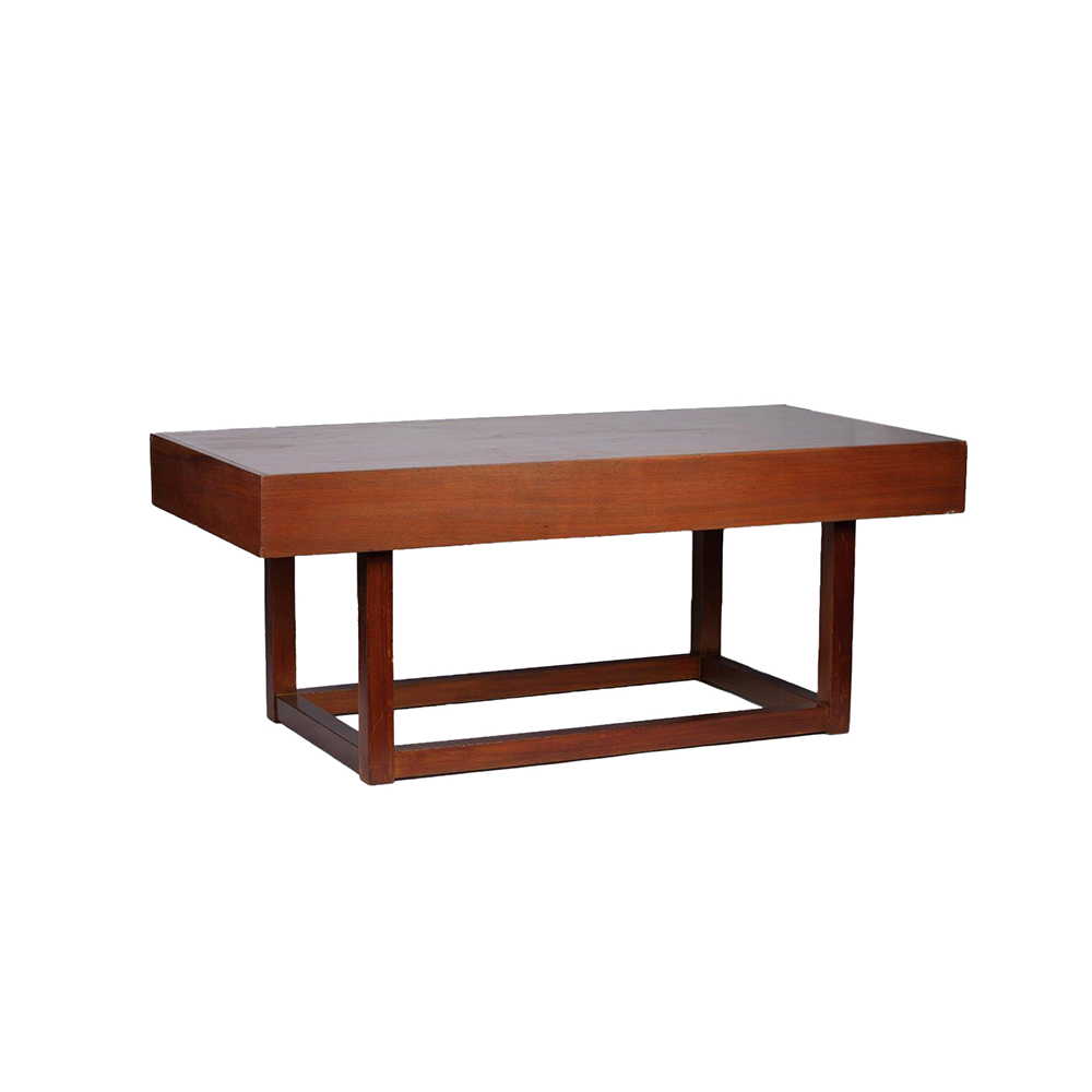 Tampo Borda Larga Madeira com Pé Madeira Retangular