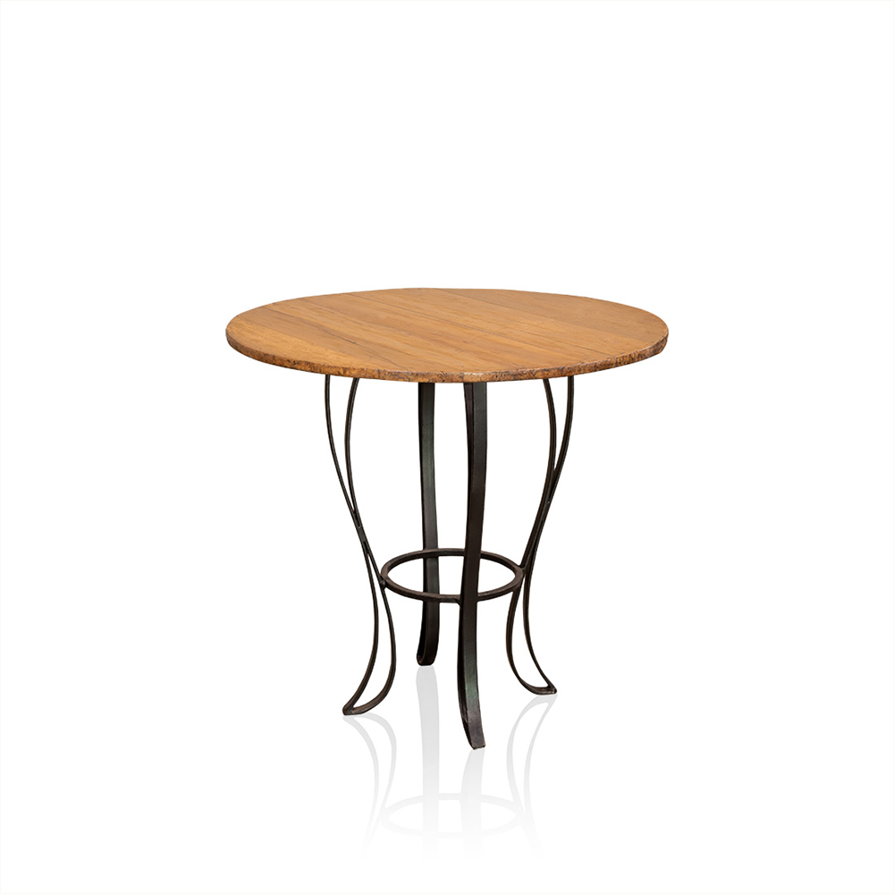 Tampo Madeira 80cm com Pé Mesa Dourado Redondo Pequeno