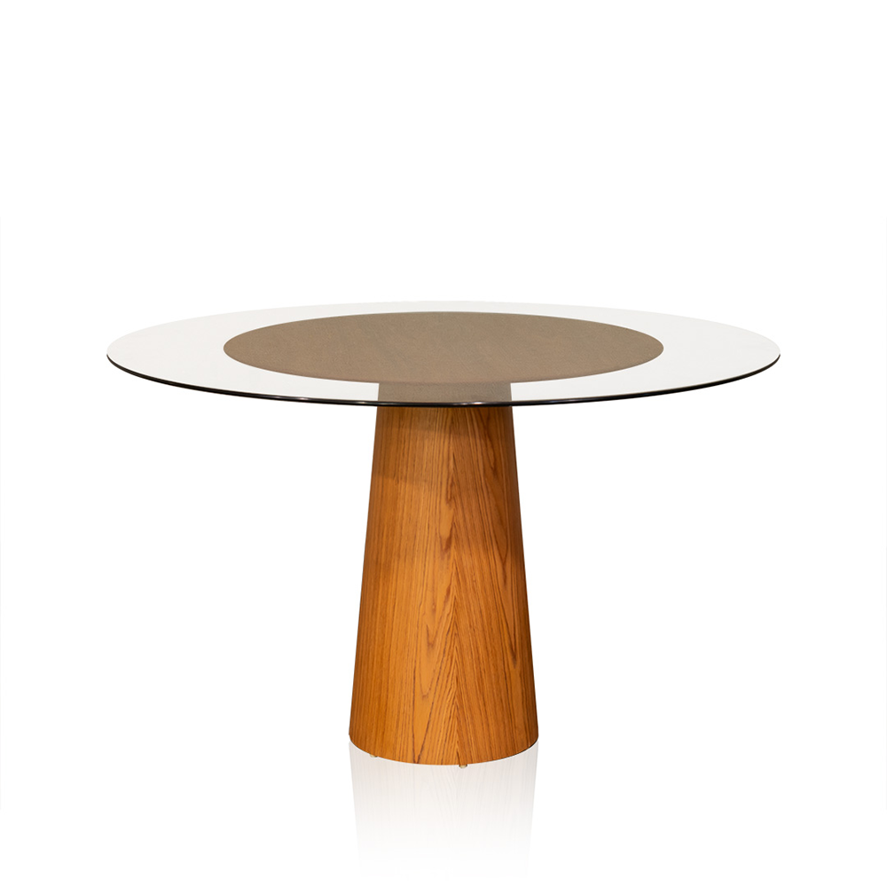 Mesa Boite Cone com Vidro Redondo 1,20