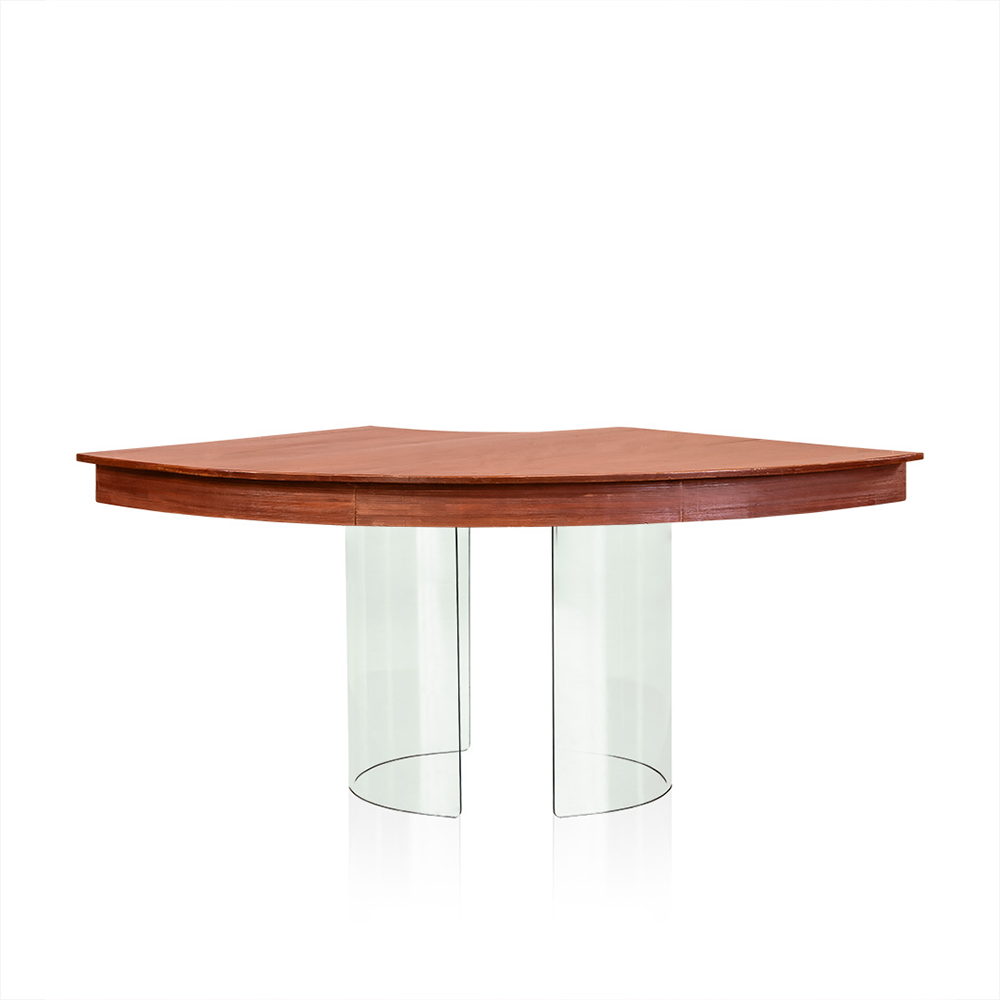 Tampo ¼ Lua Inglês Grande 01 Peça + Pé Mesa Vidro Curvo