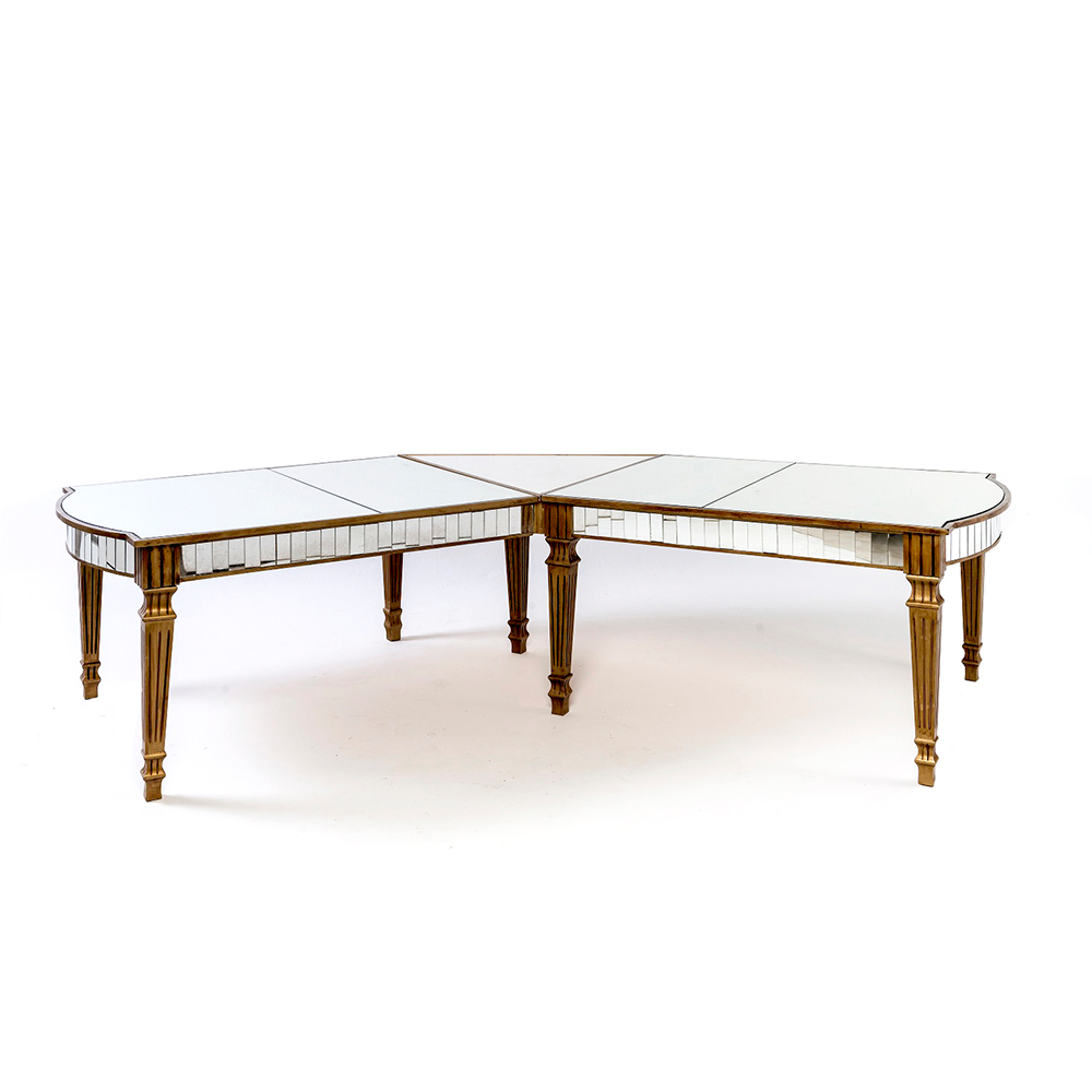 Tampo Espelho Dourado Triangular V 03 Módulos com Pé Dourado Médio