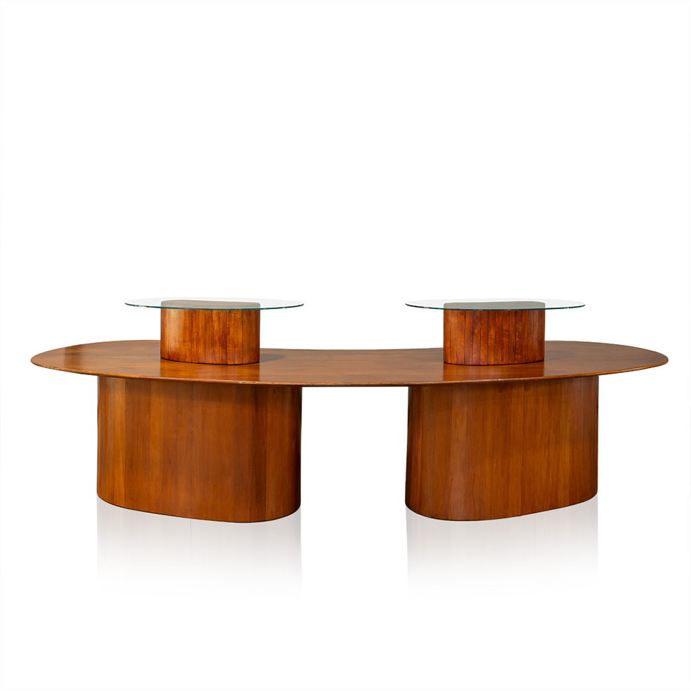 Tampo Mesa Orgânico Grande com Pé Orgânico Médio 65cm + Detalhe