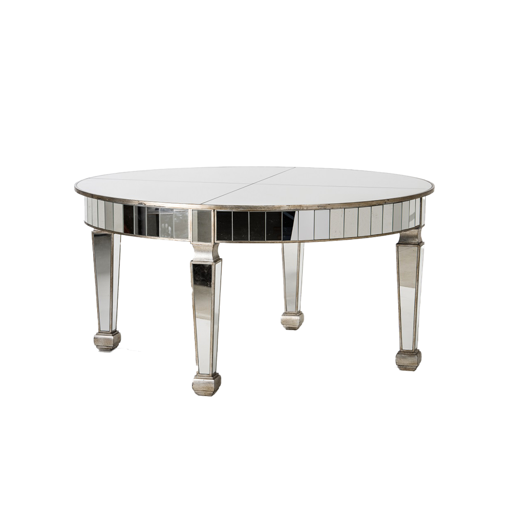 Tampo Espelho Prata Redondo + Pé Prata Médio