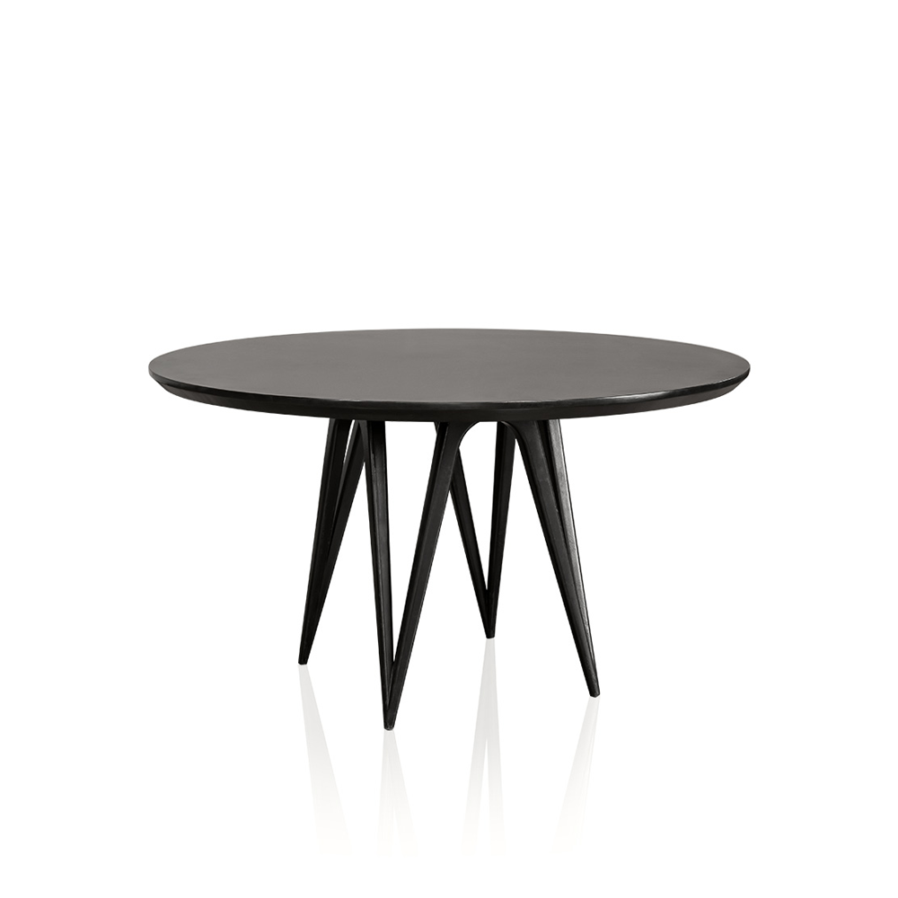 Tampo Preto Redondo com Pé Mesa Laca Preta