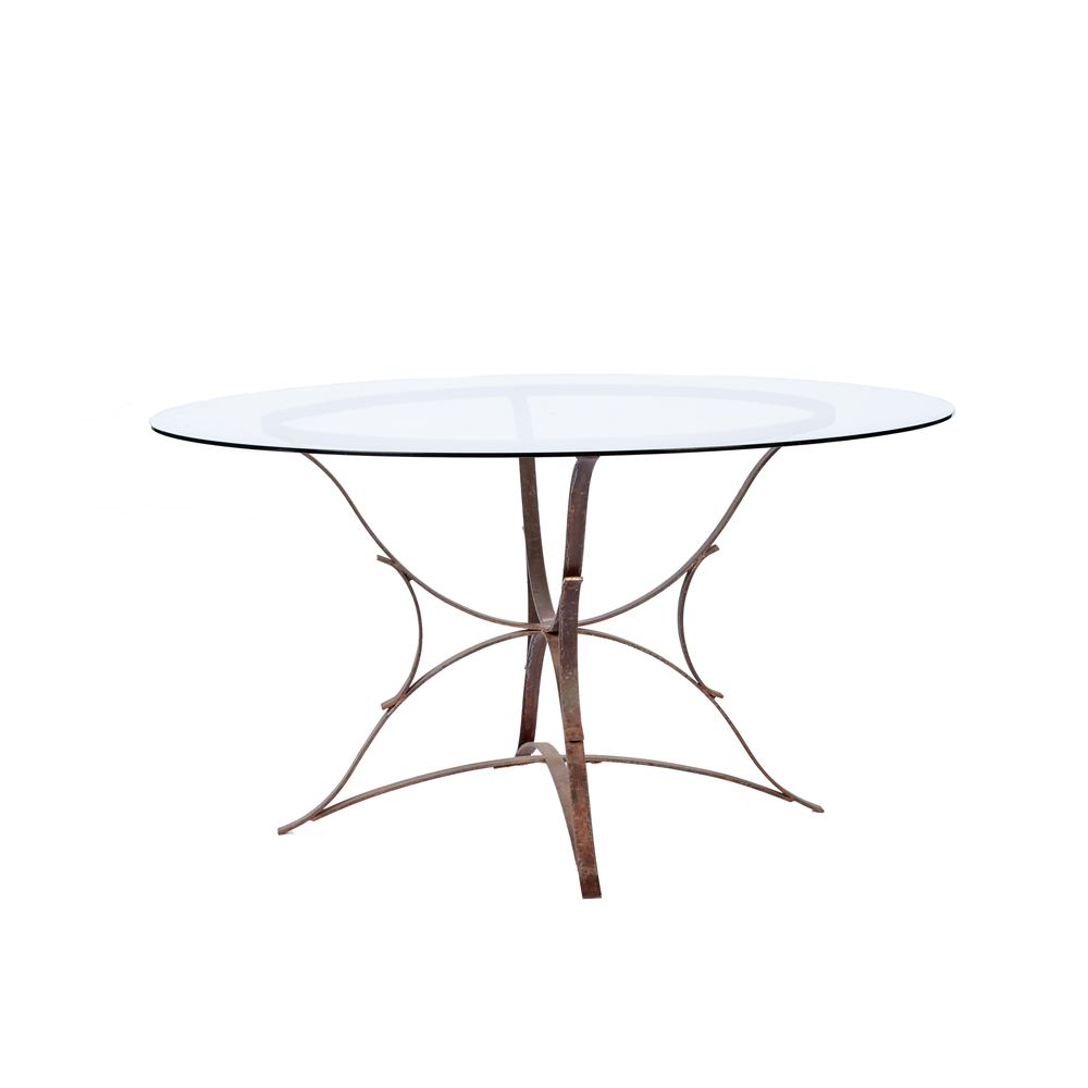 Vidro Redondo com Pé Mesa Ferrugem Redondo