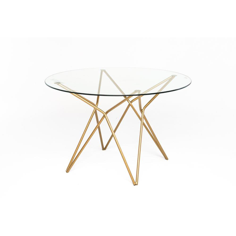 Vidro Redondo com Pé Mesa Tiffany Dourado