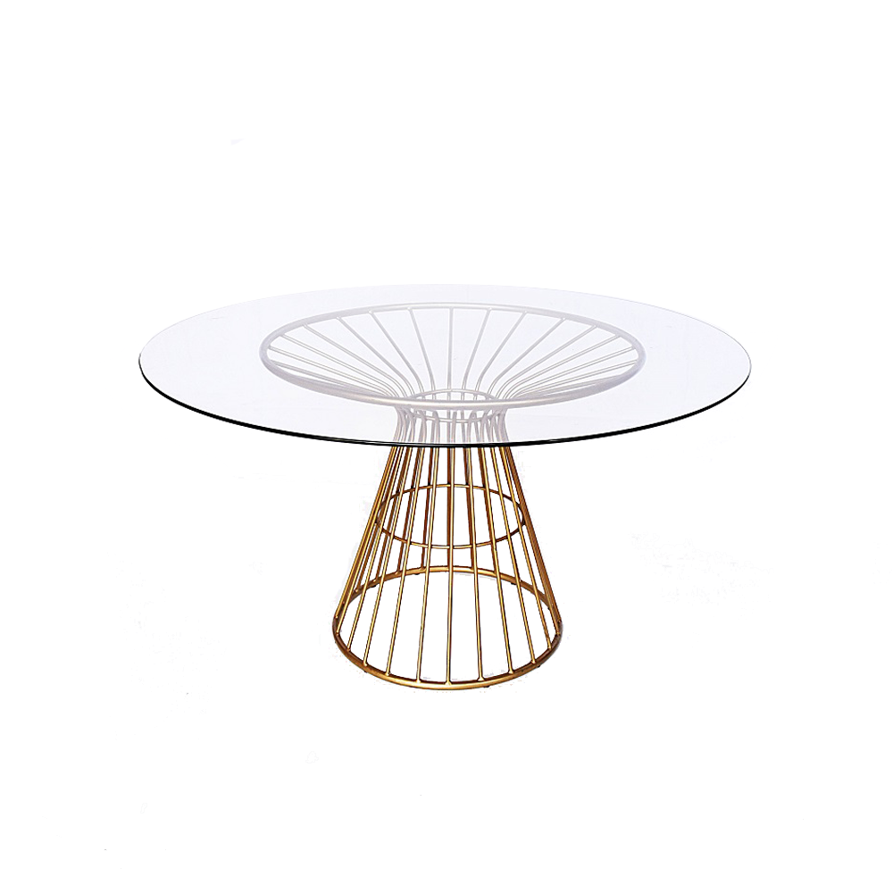 Vidro Redondo com Pé Mesa Gold Jantar