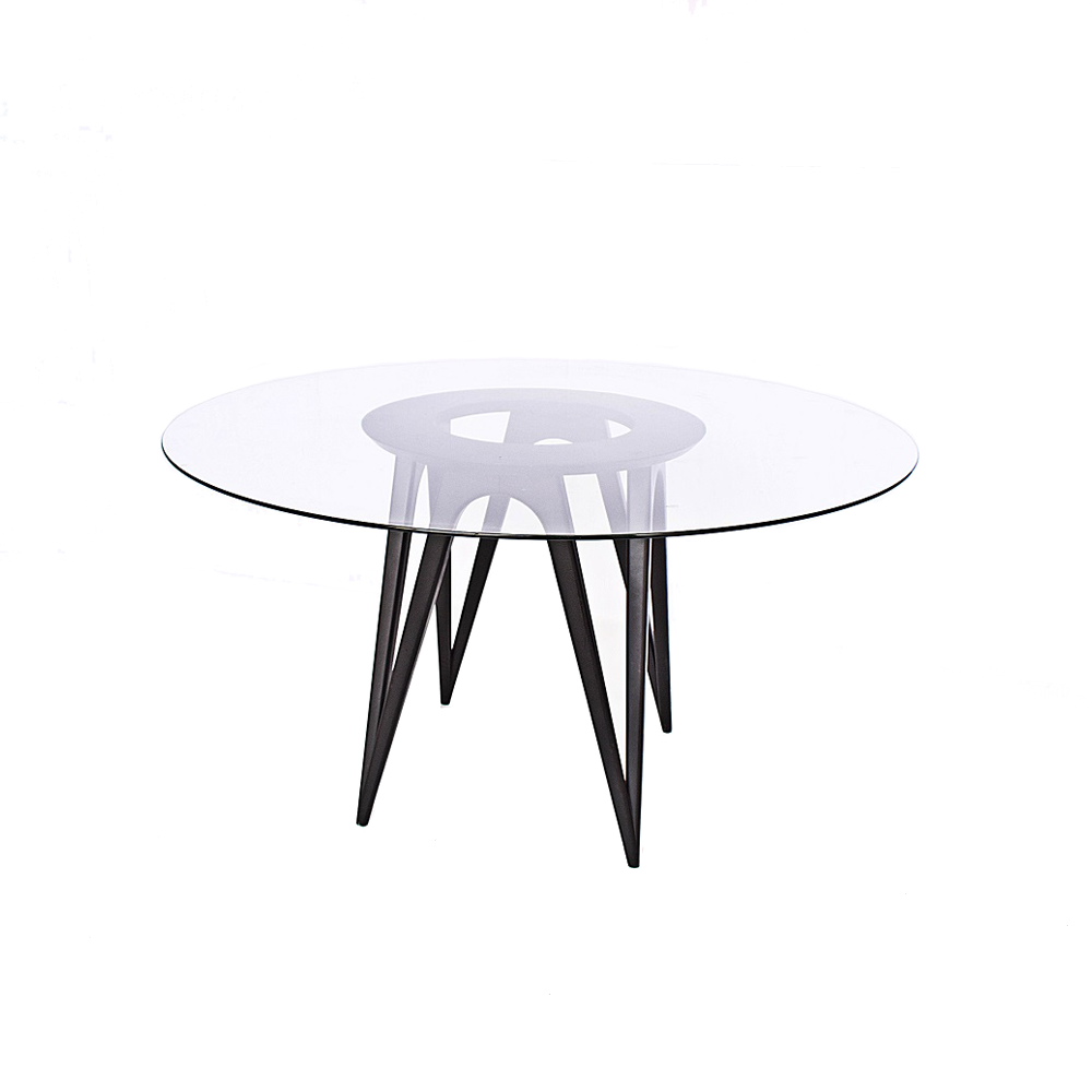 Vidro Redondo com Pé Mesa Laca Preta