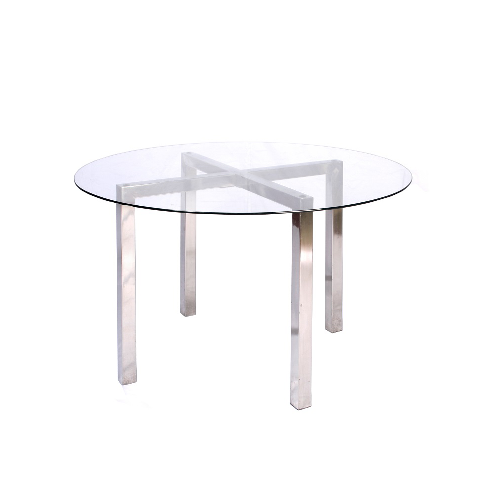 Vidro Redondo com Pé Mesa Inox Grande