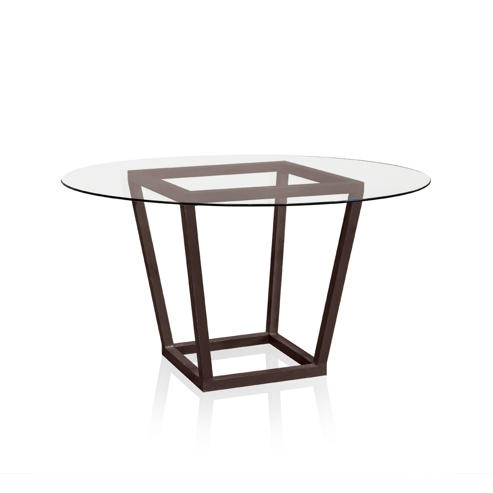 Vidro Redondo com Pé Mesa Quadrado Marrom