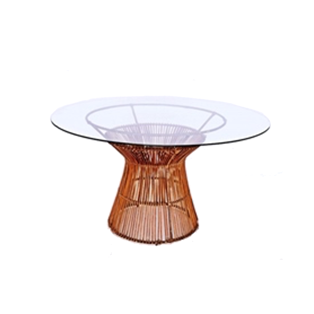 Vidro Redondo com Pé Mesa Bambu