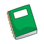 Green spiral notebook with blank label.