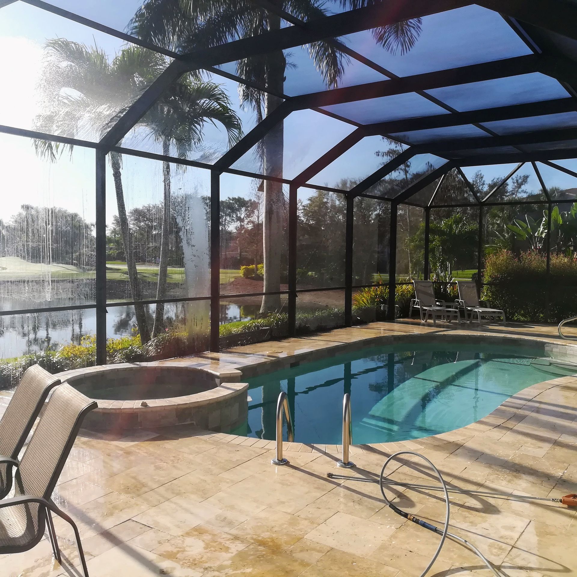 Pool cage cleaning in East Naples. Smart Pressure Washing