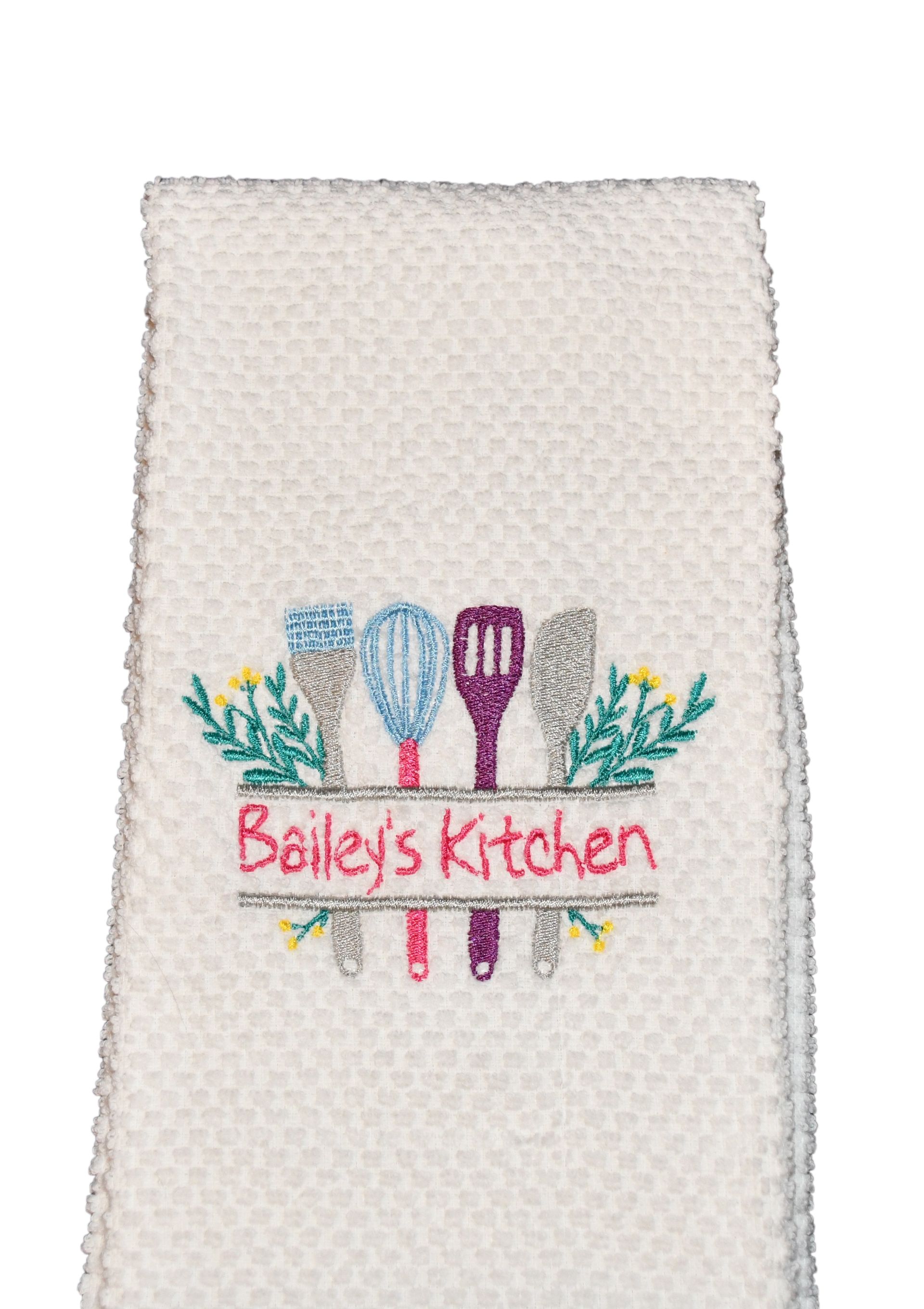 Personalized Kitchen Towels with embroidered message