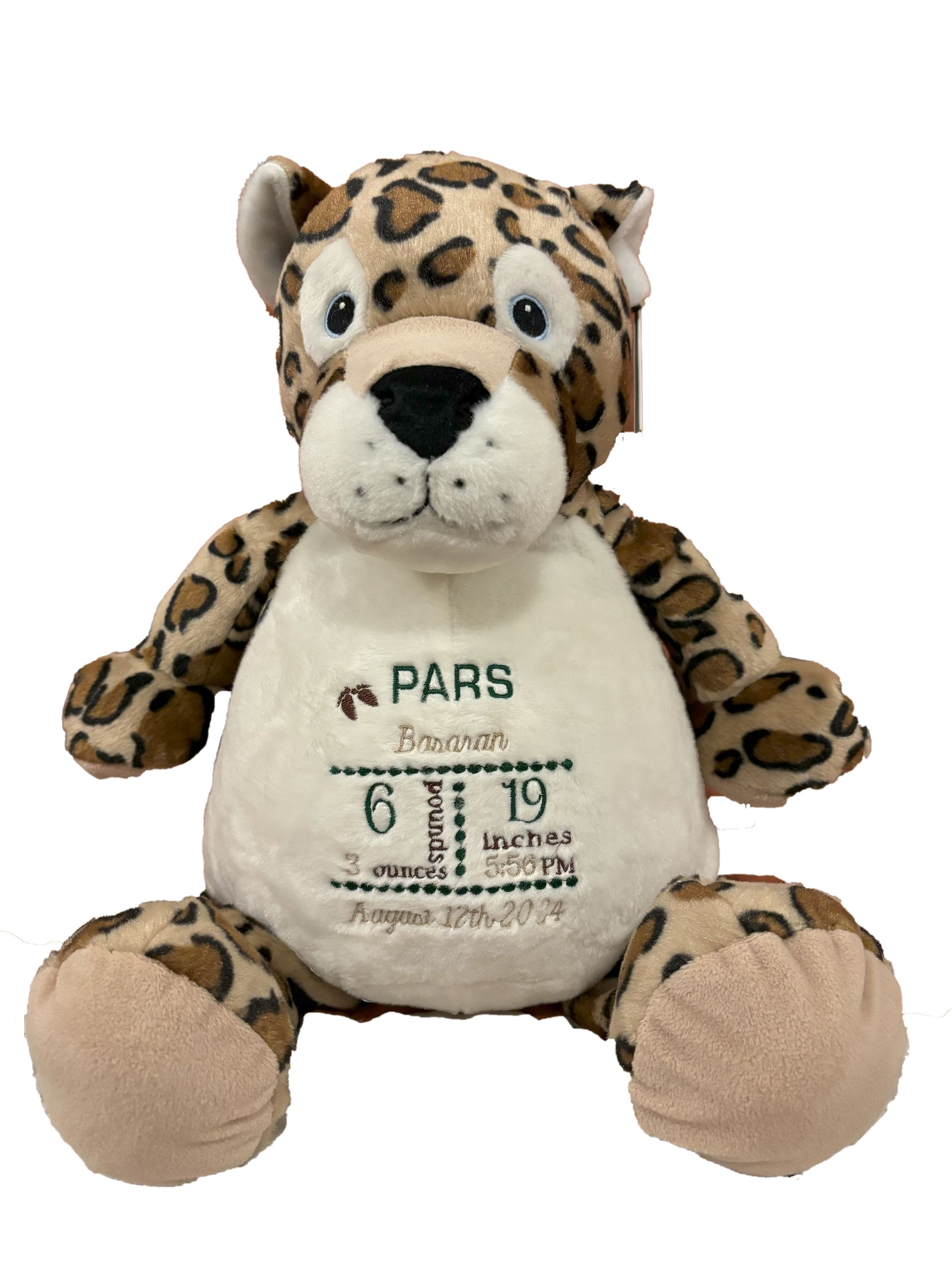 Personalized Stuffed Animals with Birth Announcement on Belly