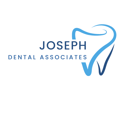 A logo for joseph dental associates with a blue tooth