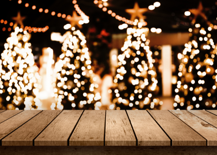 christmas trees with lights display