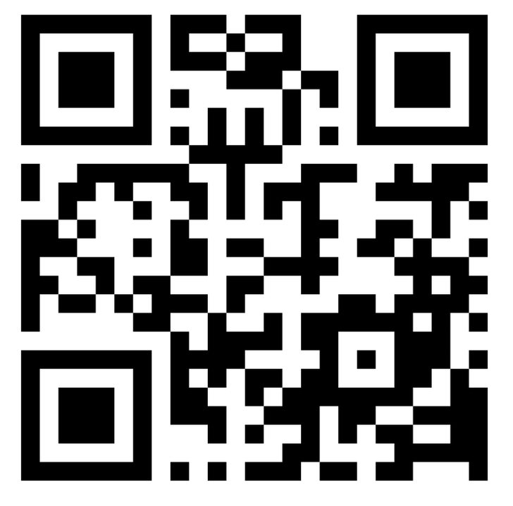 Black-and-white QR code on a white background