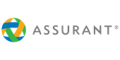 Assurant logo with multicolored circular icon and gray wordmark on white background