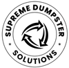 Circular logo: "Supreme Dumpster Solutions." Recycling symbol with three arrows.