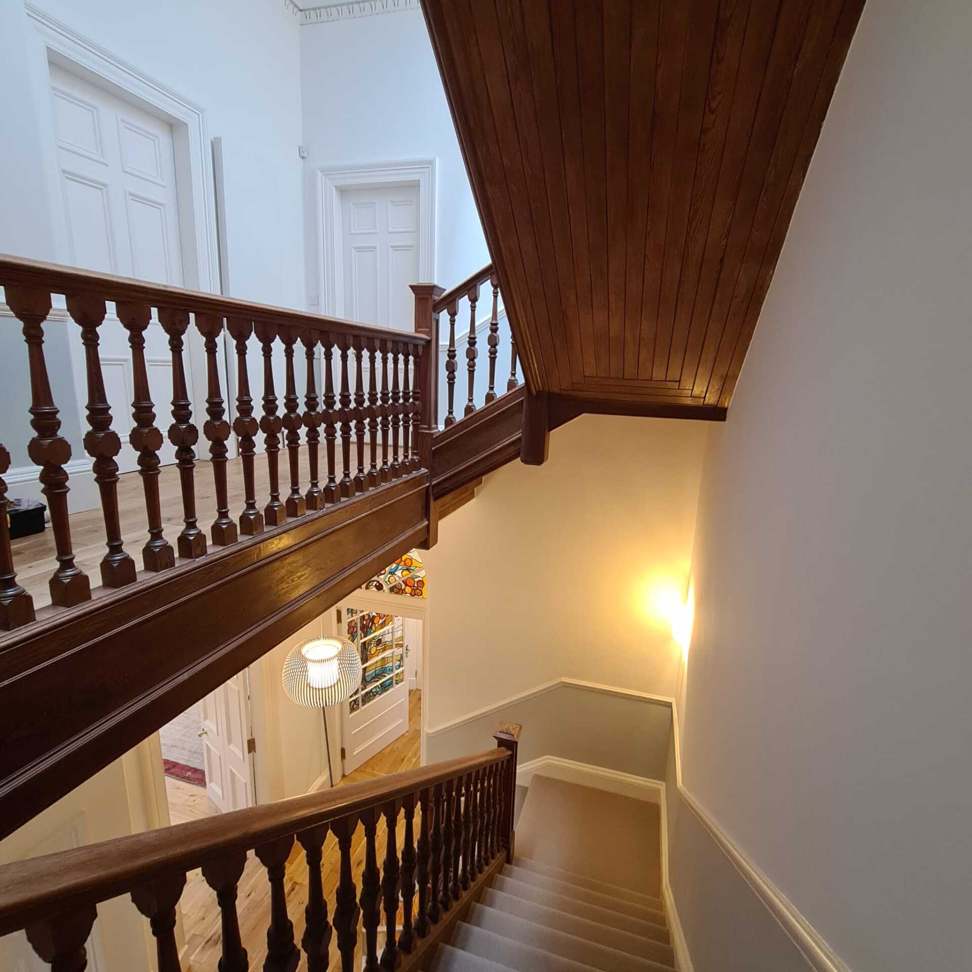 A picture of a staircase in a hotel painted by Painters and Decorators Edinburgh