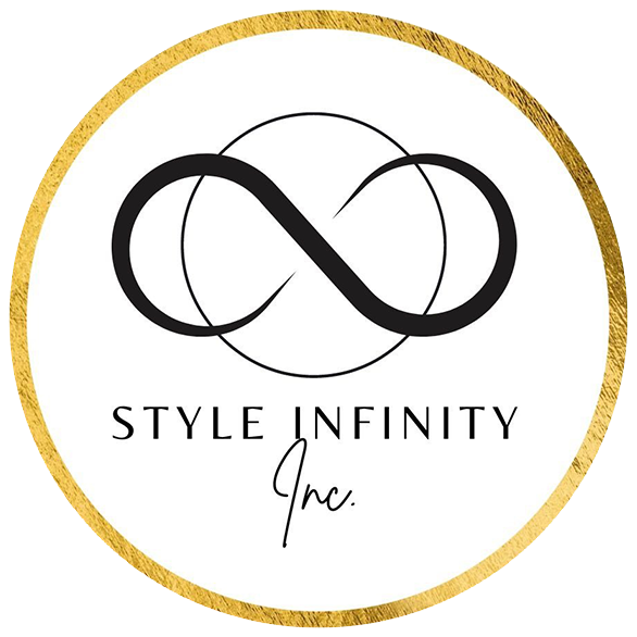 Black infinity symbol logo inside a gold-rimmed circle, with "STYLE INFINITY Inc." below.