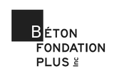 Logo de Béton Fondation Plus Inc. représentant un carré noir et le nom de l'entreprise en caractères noirs sur fond blanc.