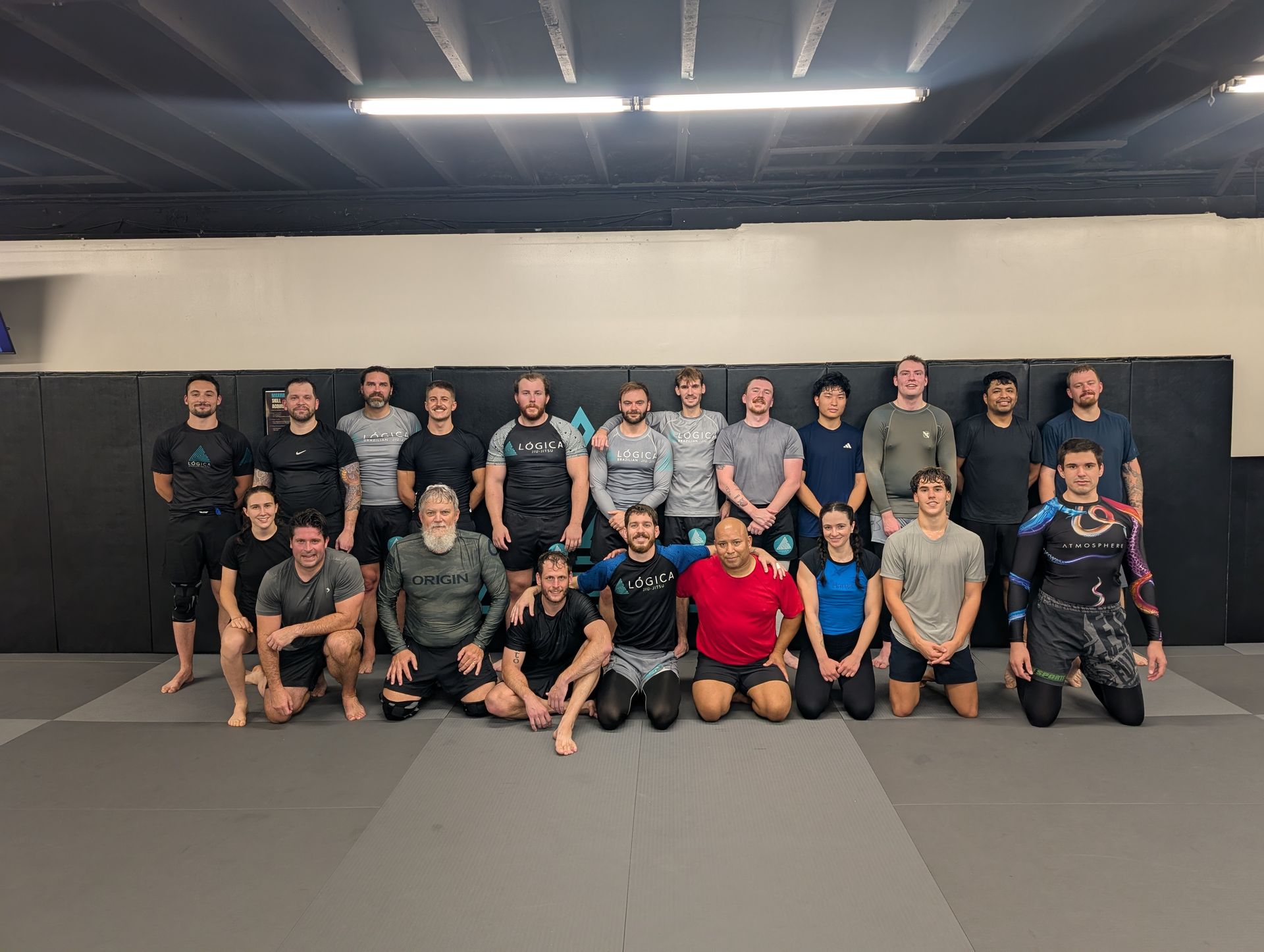 Students drilling NoGi grappling at Lógica Brazilian Jiu-Jitsu in Chattanooga, TN, building strength