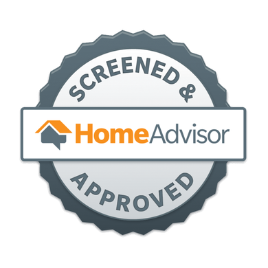 A screened and home advisor approved seal on a white background.