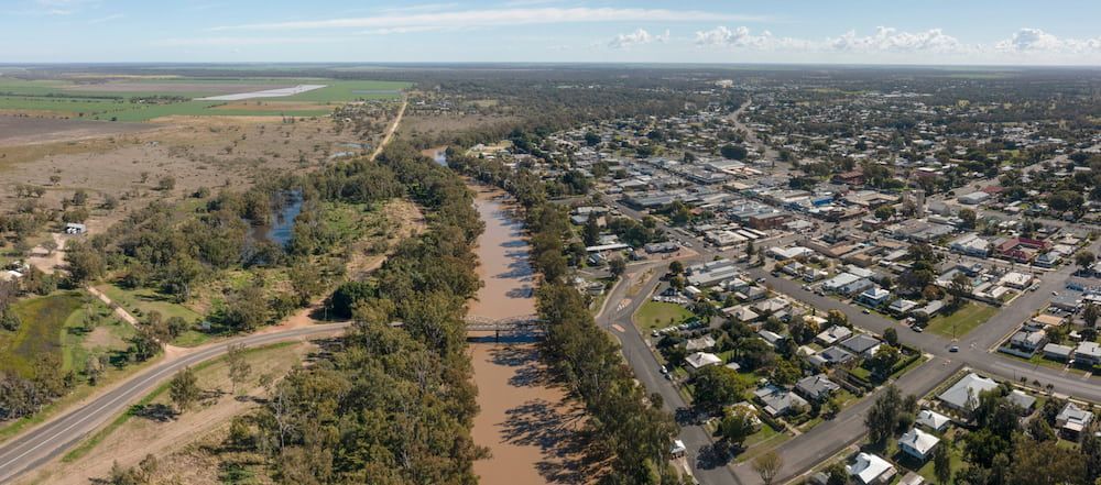 An Aerial View Of A River Surrounded By Trees And A City — Tonics Automotive in Kirwan & Thuringowa, QLD