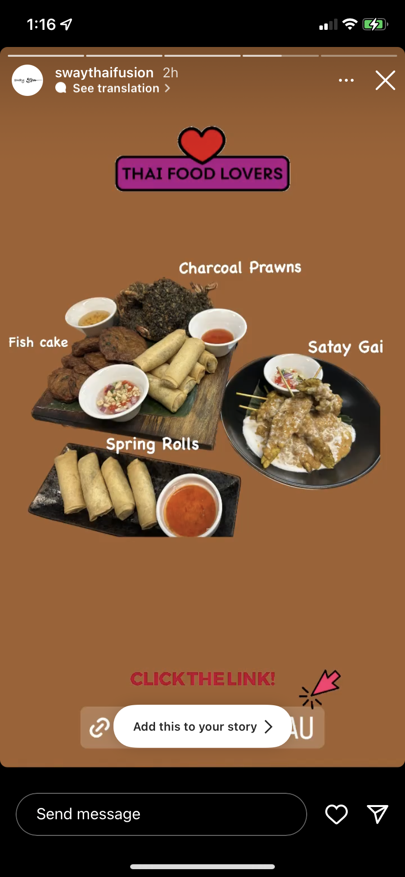 A Screen Shot Of Some Starters — Sway Thai Fusion & Bar In Tweed Heads South, NSW