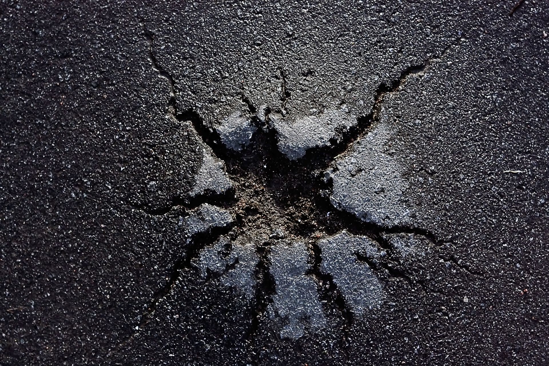 close-up of damaged asphalt