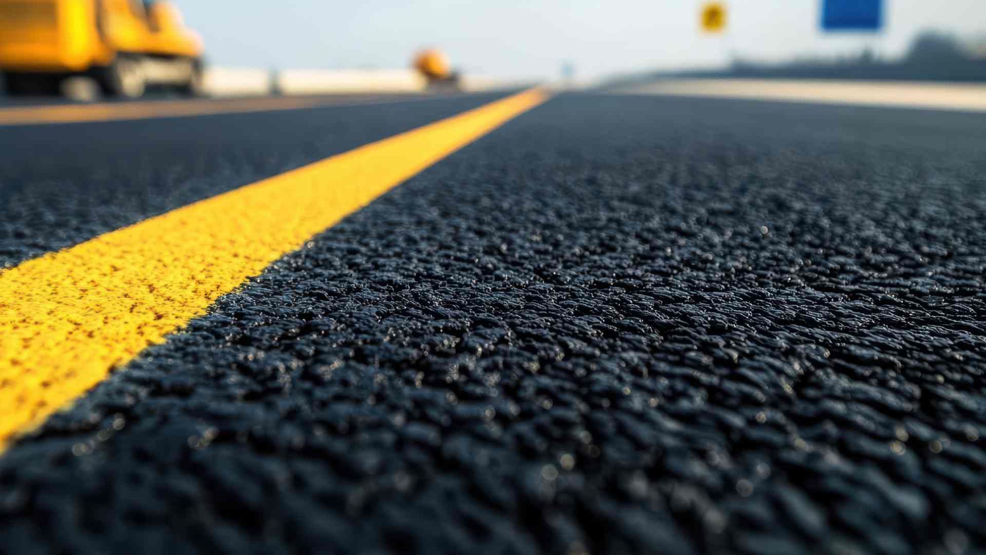 A freshly-paved road with new road paint and asphalt near Lexington, Kentucky (KY)