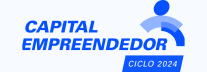 A blue logo for capital empreendedor ciclo 2024