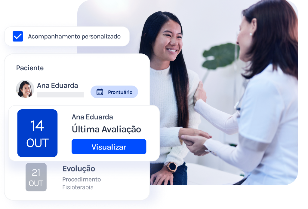 Um médico aperta a mão de um paciente em um hospital.