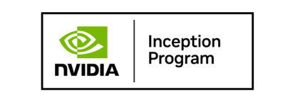 O logotipo da nvidia está em um fundo branco e diz programa inception.