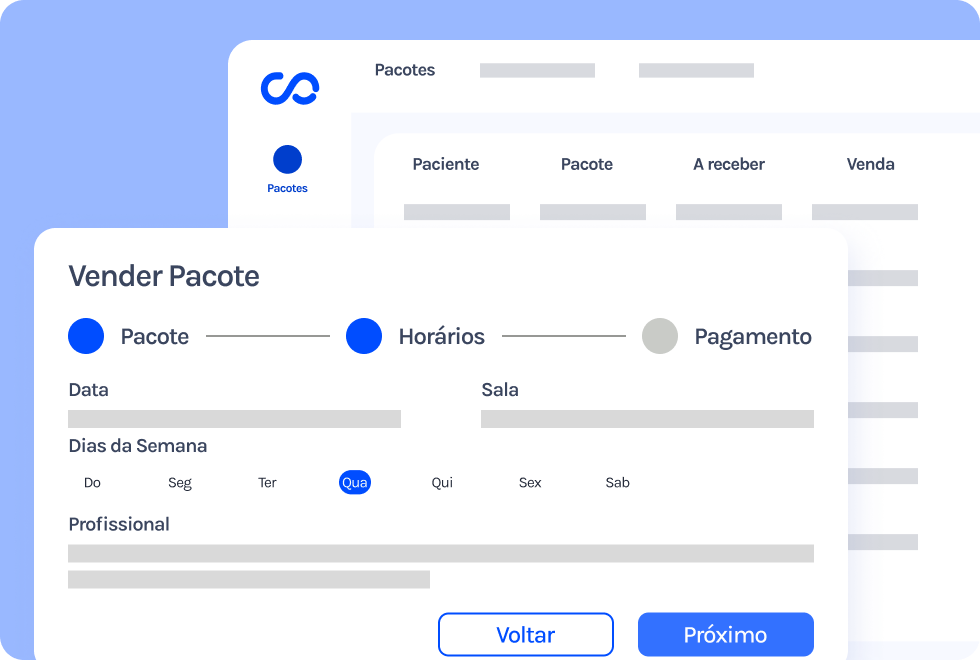 Uma captura de tela de um site mostrando uma página de venda de pacote.