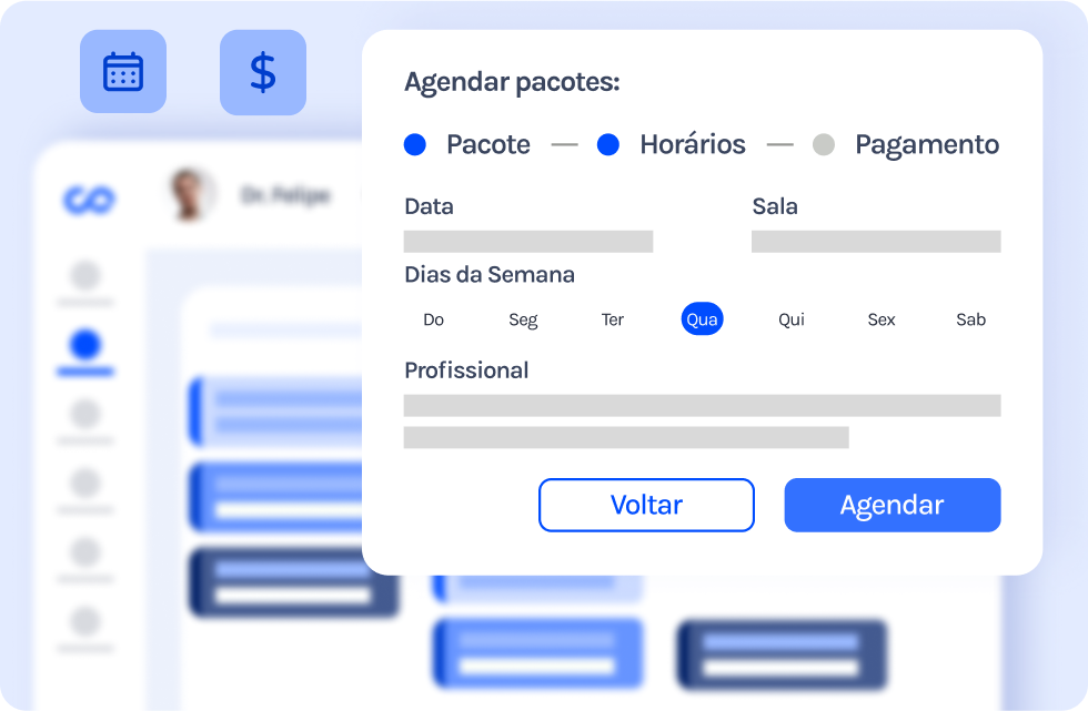 Uma captura de tela de um site com um botão azul que diz agendar