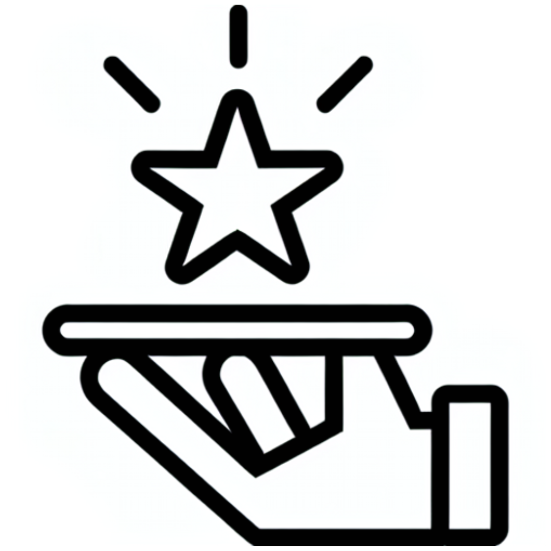 A hand is holding a tray with a star on it.