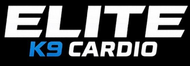 ELITE K9 CARDIO logo in white and blue on a black background.