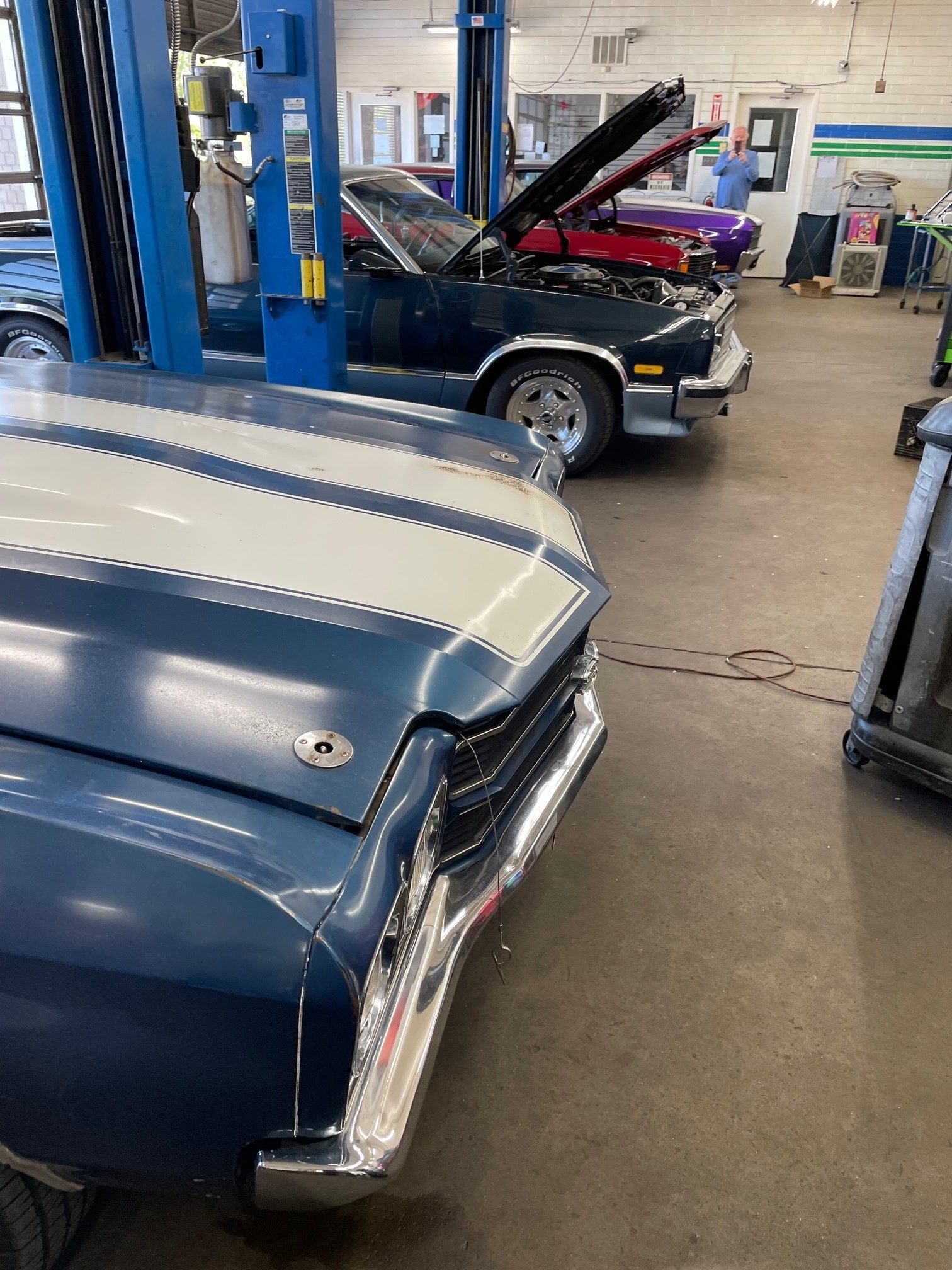 classic car in shop bay